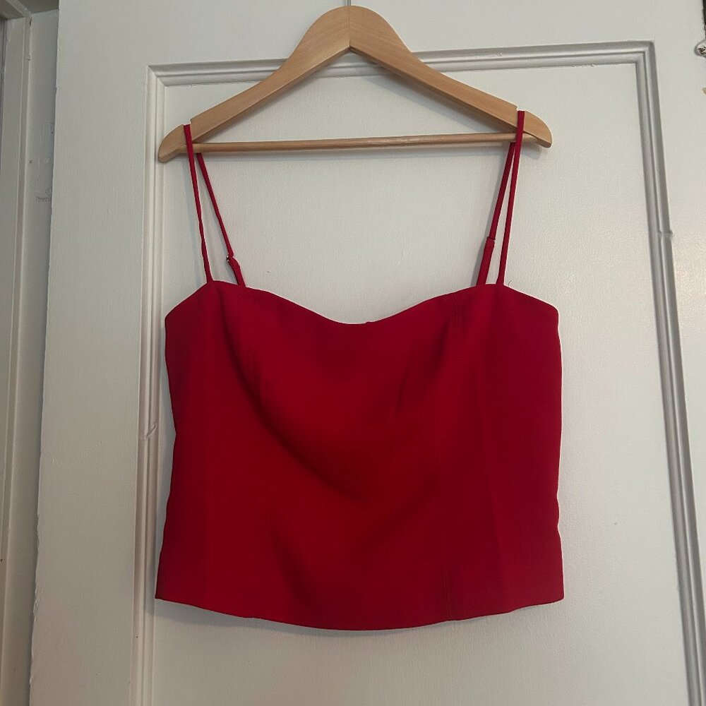 J. Crew Red Sweetheart Bustier Top in Drapey Crepe (size 2)